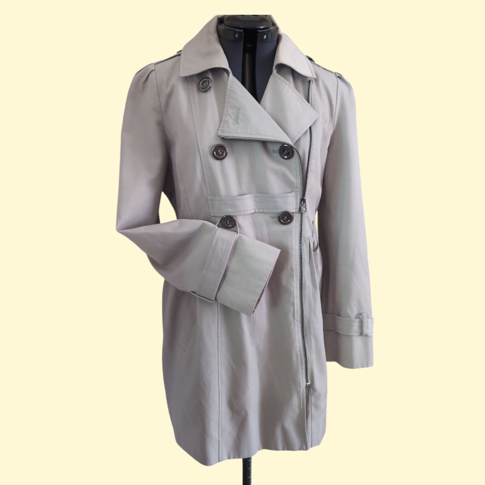 Gray Double-Breasted Trench Coat with Wide Lapels